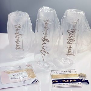 Bride & Bridesmaids Stemless Champagne Flutes